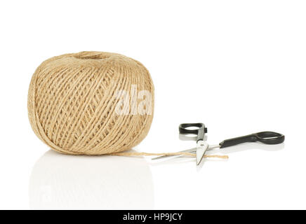 Natural hemp cord ball, scissors and dry lavender bouquet on a rough white  surface. Jute string or flax twine. Coarse rustic thread for souvenirs  Stock Photo - Alamy