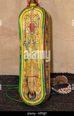 Morocco. Gimbrie, a Gnaoua Musical Instrument. Ait Benhaddou Ksar, a ...