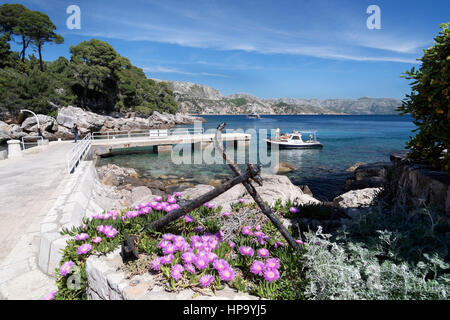 Fishing boat docked on Lokrum Island, near Dubrovnik, Croatia Stock Photo