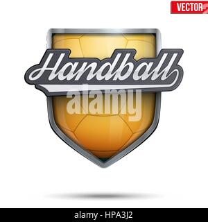 Premium symbols of Handball Shield Emblem Stock Vector