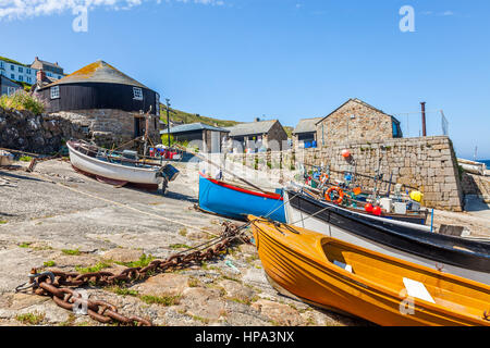 Small fishing boats in the harbour at Sennen Cove Cornwall England UK Europe Stock Photo