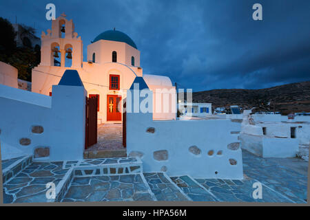 Greece, Cyclades, Lesser Cyclades, Donoussa Island, church and Stavros ...