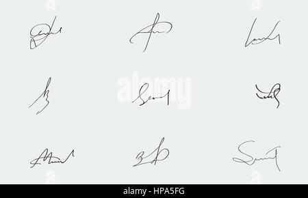 Collection of Signature samples to use in your design. Vector Illustration Stock Vector