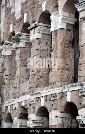 Ancient Roman architectural details. Carved stone arches Stock Photo