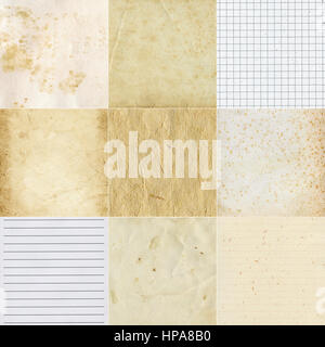 Big size collection of various paper textures Stock Photo