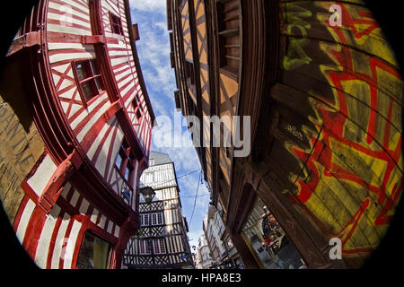 Restored medieval quater in Rouen, Normandy France Stock Photo