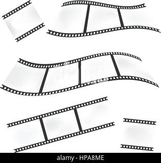 Waved film or camera strips on white background Stock Vector