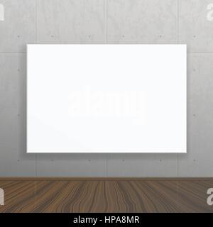 Realistic blank mock up poster on concrete wall. Stock Vector