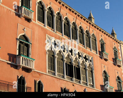 Venetian Gothic facade of famous Hotel Danieli in venice, Italy Stock Photo