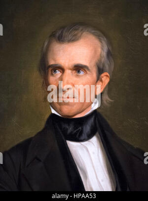 James K Polk. Portrait of 11th US President James K Polk (1795-1849) by George Peter Alexander Healy, oil on canvas, 1846. Detail from a larger painting, HPAA57. Stock Photo