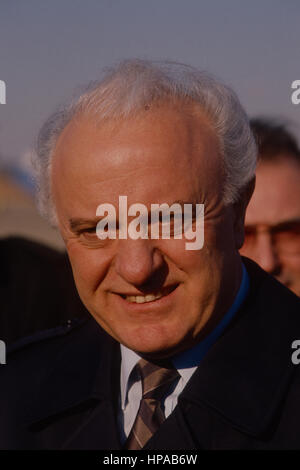 Soviet Foreign Minister Eduard Shevardnadze arrives at Andrews Air Force Base in Camp Springs, Maryland March 22nd 1988 for the start of talks the nexr day with President ROnald Reagan at the White House  Phorto By Mar Reinstein Stock Photo