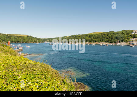 The River Fowey with Pont Pill in the background - an estuary off the River Fowey - taken from Fowey, south Cornwall. Stock Photo