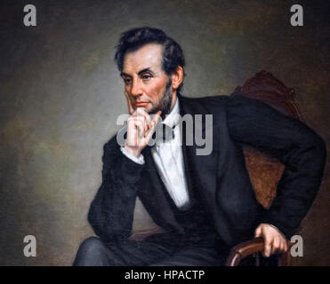 Abraham Lincoln, portrait by George Peter Alexander Healy, oil on canvas, 1887. Detail from a larger painting, HPACTR. Stock Photo