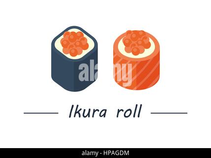 Ikura maki rolls set icons Stock Vector