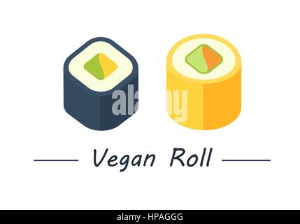 Vegan rolls set icons Stock Vector