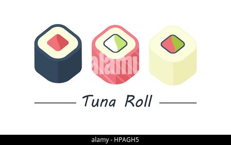Tuna maki set icons Stock Vector