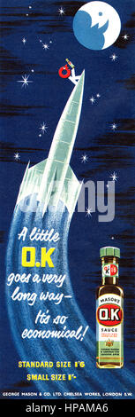 1957 British advertisement for OK Sauce. Stock Photo
