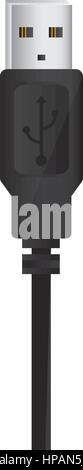 monochrome silhouette with usb plug vector illustration Stock Vector