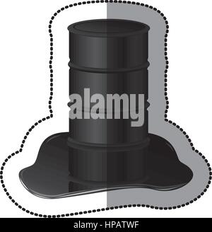 petroleum of barrel with spilled oil icon Stock Vector