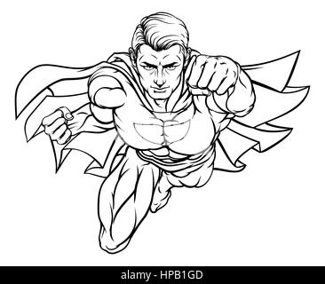 Super hero in a cartoon popart comicbook style Stock Photo