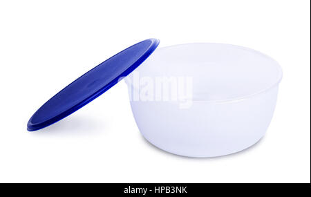 Blue plastic bowl isolated on a white background Stock Photo