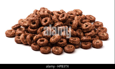 Chocolate corn rings isolated on white background. Breakfast. Stock Photo