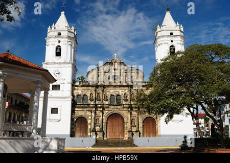 Panama, Casco Veijo is historical colonial center of Panama City. Cityscape - old town - colonial cathedral Stock Photo