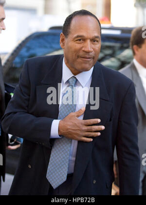 O.J. Simpson arrives at the Clark County Regional Justice Center building in Las Vegas, NV on Thursday, Sept. 18, 2008. Photo credit: Francis Specker Stock Photo