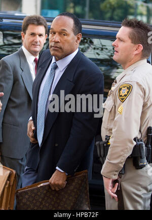 O.J. Simpson arrives at the Clark County Regional Justice Center building in Las Vegas, NV on Thursday, Sept. 18, 2008. Photo credit: Francis Specker Stock Photo