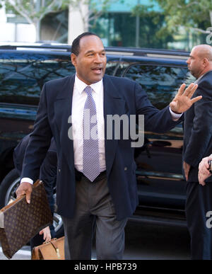 O.J. Simpson arrives at the Clark County Regional Justice Center building in Las Vegas, NV on Wednesday, Sept. 17, 2008. Photo credit: Francis Specker Stock Photo