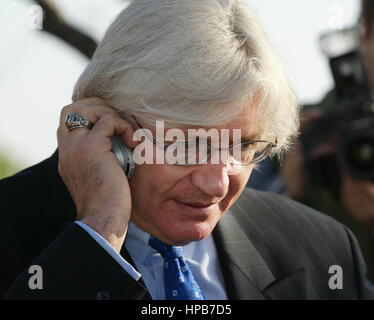 Pop idol Michael Jackson leaves the Santa Maria Courthouse in Santa Maria, California April 30, 2004. Photo credit: Francis Specker Stock Photo