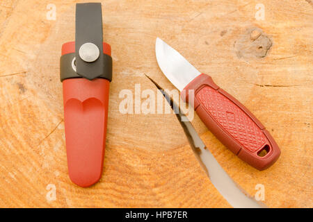 Knife hunter. Knife for travelers and active people. Knife for field kitchen. Stock Photo