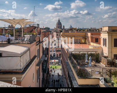 Rooftops in Rome with streets and ancient basilicas Stock Photo