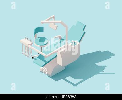 Vector isometric low poly dental chair Stock Vector