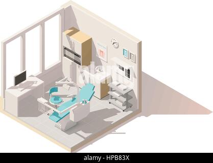 Vector isometric low poly dental office Stock Vector