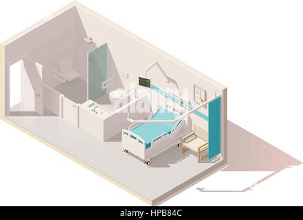 Vector isometric low poly hospital ward Stock Vector