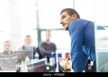 Business presentation on corporate meeting. Stock Photo