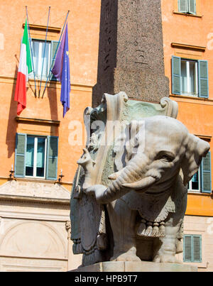 Bernini's Elephant and Obelisk in Piazza della Minerva , Rome, Lazio, Italy, Europe Stock Photo