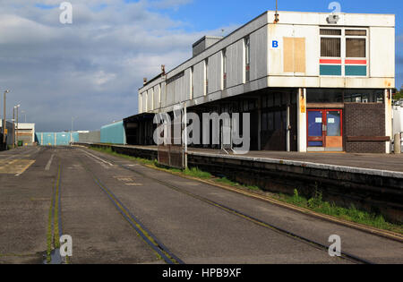 The old disused harbour railway station, Weymouth Harbour, Weymouth, Dorset, England, Europe Stock Photo