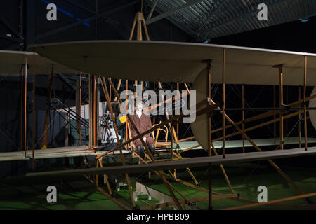 LELYSTAD, NETHERLANDS - MAY 15, 2016: Fokker spin airplane in the aviodrome museum. It was the first airplane built by Dutch aviation pioneer Anthony  Stock Photo