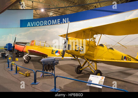 LELYSTAD, NETHERLANDS - MAY 15, 2016: Haviland Tiger Moth in the aviodrome aerospace museum Stock Photo