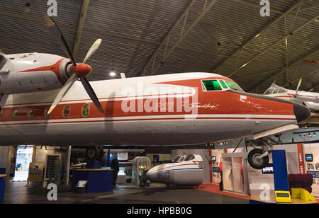 LELYSTAD, NETHERLANDS - MAY 15, 2016: Fokker f27 friendship plane in the Aviodrome aerospace museum Stock Photo