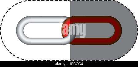 color sticker with silhouette two links Stock Vector
