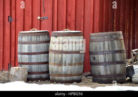 Old Water Barrels Stock Photo