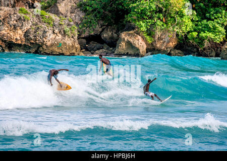 Surfer, Boston bay, watersports, waves, surfing, Jamaica, Jamaika Stock Photo