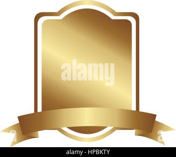 golden decorative heraldic rounded rectangle frame design with ribbon ...