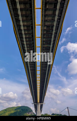 Ting Kau Bridge of Hong Kong at Sunny Day Stock Photo