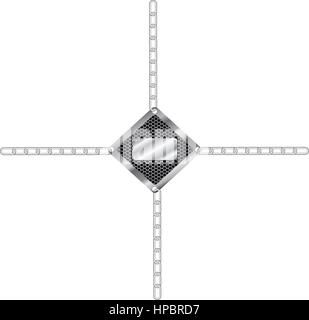 silver tools blank warnings with chains icon Stock Vector