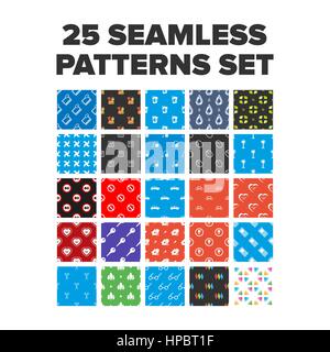 25 seamless patterns sets with different themes Stock Vector