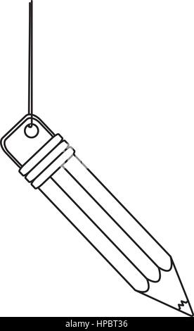 contour pencil hanging icon Stock Vector